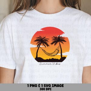 Summer Vibes SVG PNG Summer Vibes Hammock Design Sublimation Cricut Silhouette Canva Commercial Use POD