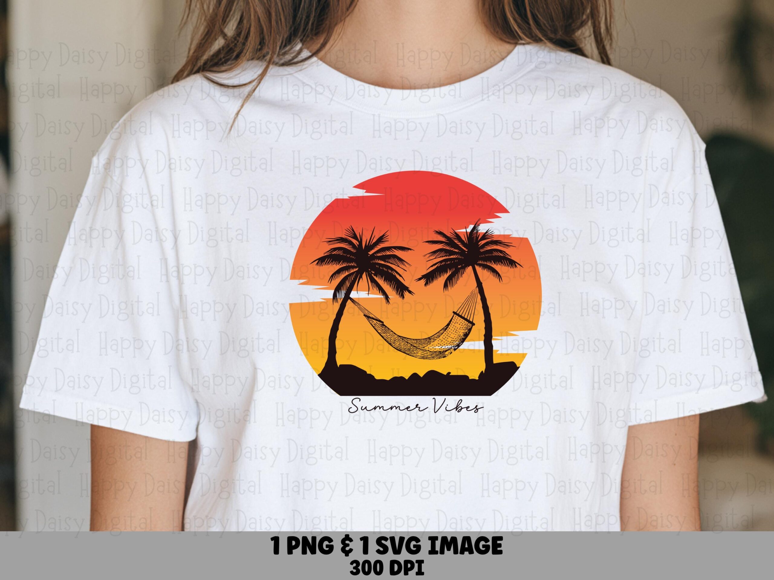 Summer Vibes SVG PNG Summer Vibes Hammock Design Sublimation Cricut Silhouette Canva Commercial Use POD