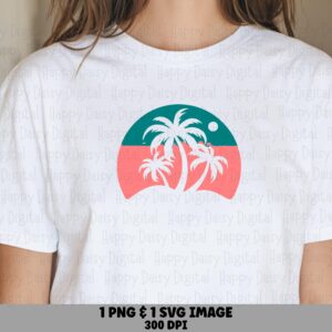 Sunset Palm Badge SVG PNG Sunset Badge Design Palm Silhouette Sublimation Cricut Silhouette Canva Commercial Use POD