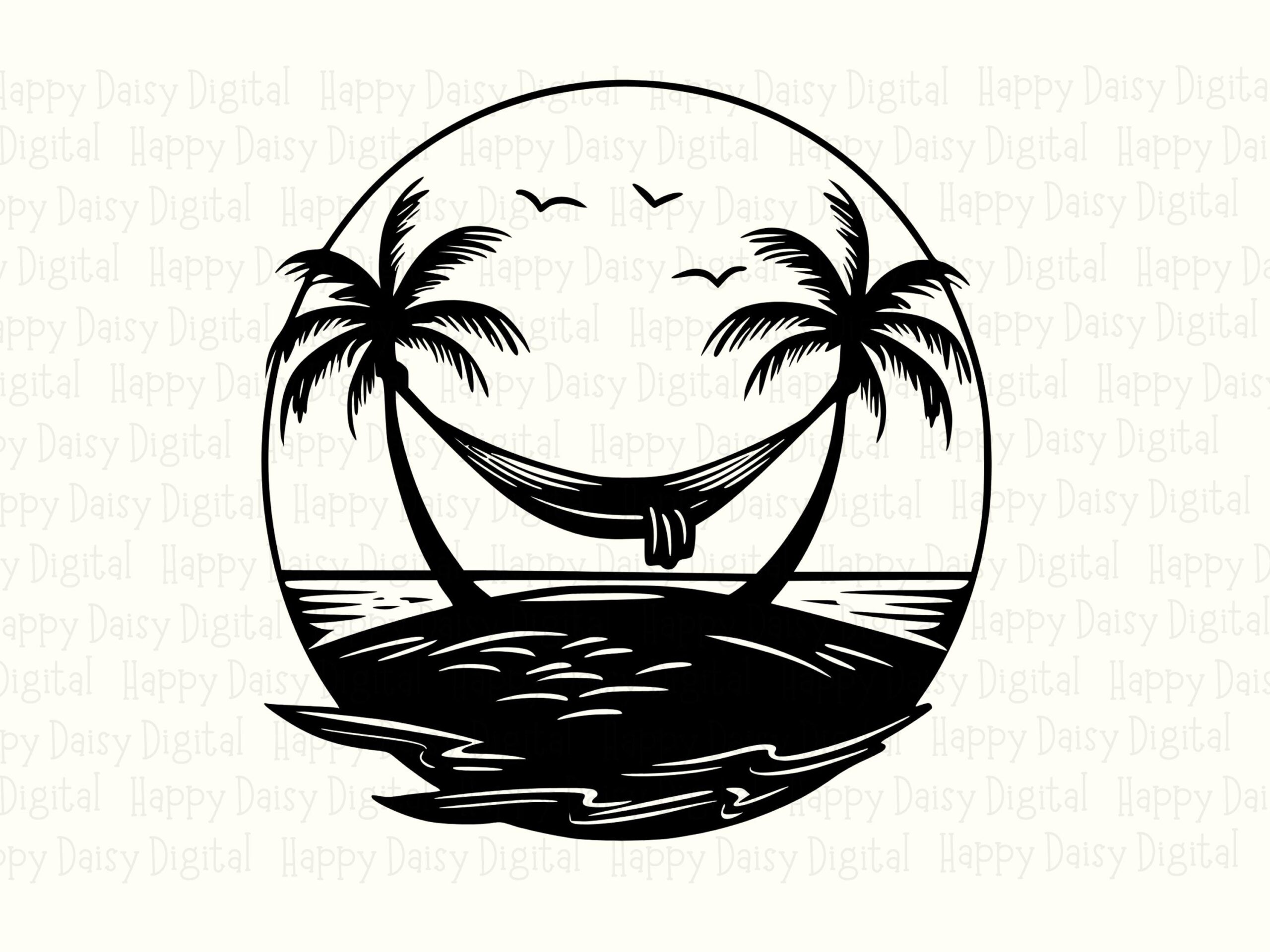 Hammock Palm Circle SVG PNG Hammock Design Palm Circle Badge Sublimation Cricut Silhouette Canva Commercial Use POD - Image 2