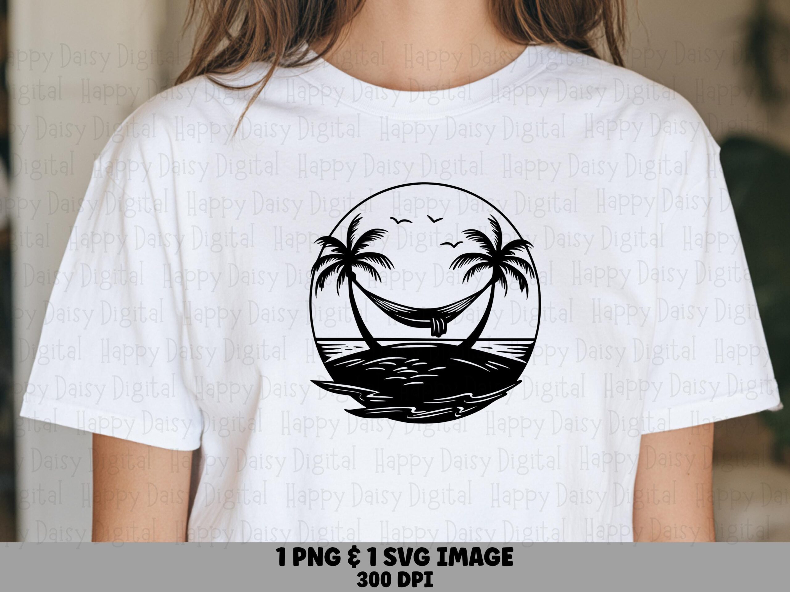 Hammock Palm Circle SVG PNG Hammock Design Palm Circle Badge Sublimation Cricut Silhouette Canva Commercial Use POD