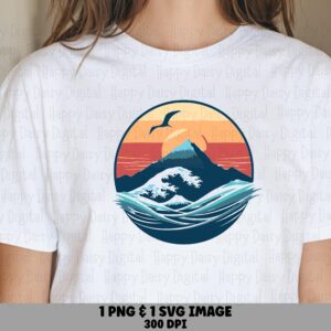Colorful Wave Badge SVG PNG Wave Badge Design Sunset Colors Sublimation Cricut Silhouette Canva Commercial Use POD