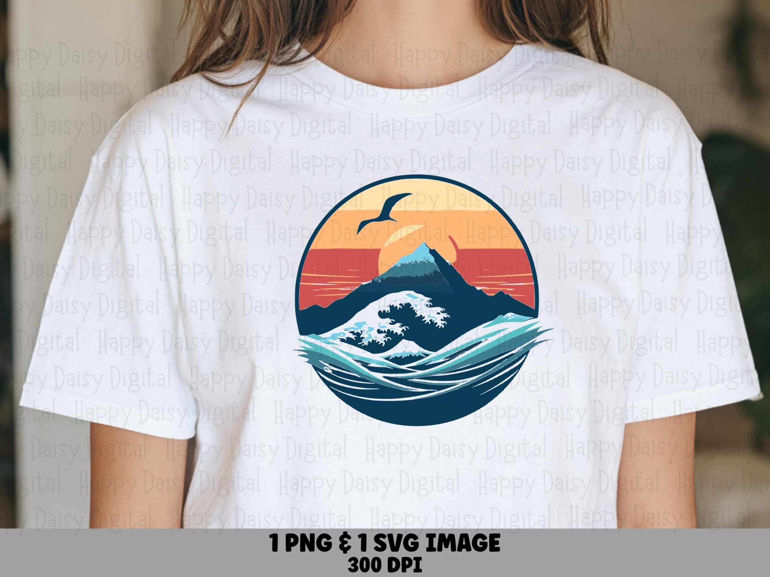 Colorful Wave Badge SVG PNG Wave Badge Design Sunset Colors Sublimation Cricut Silhouette Canva Commercial Use POD