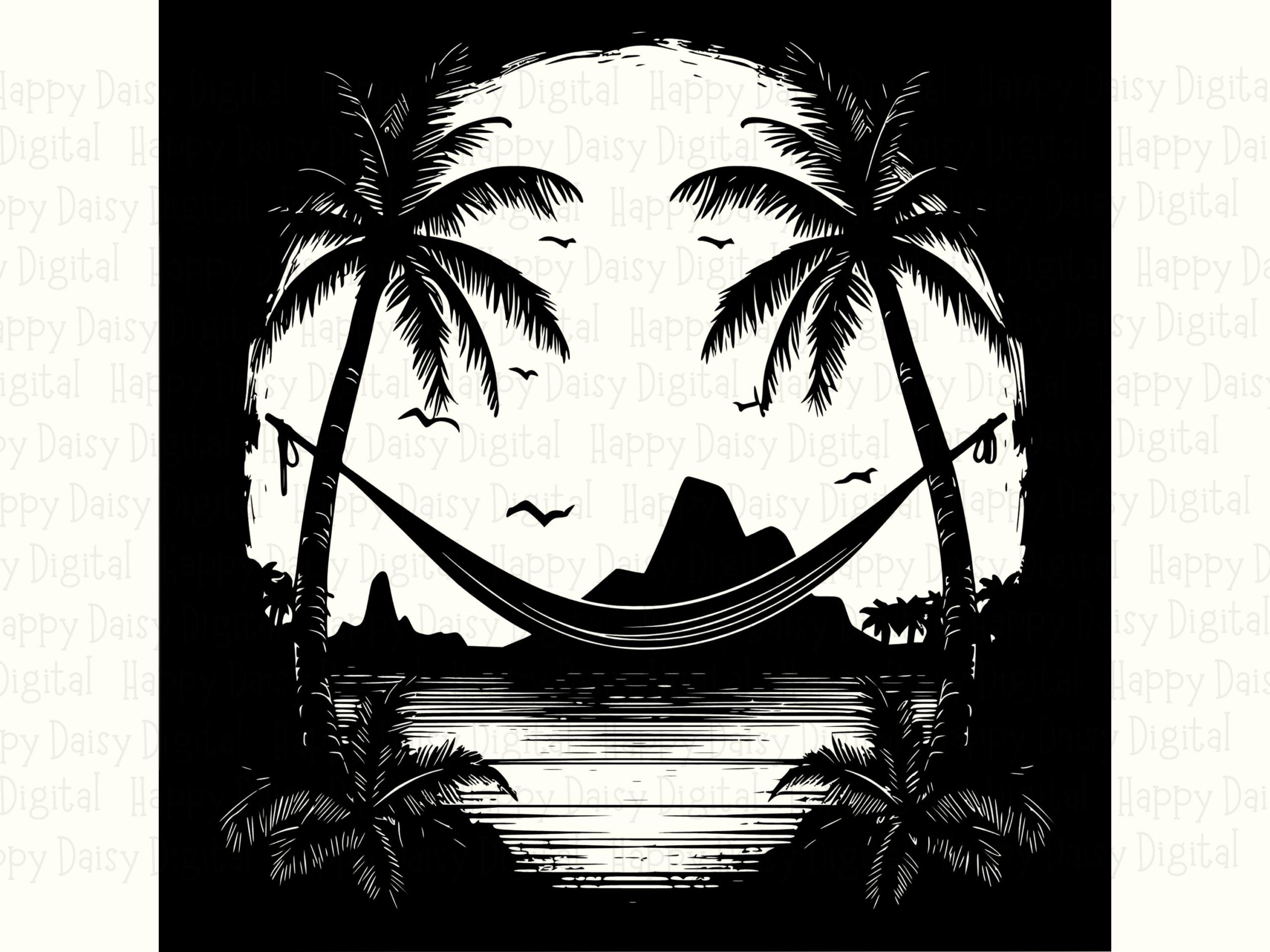 Palm Hammock Square SVG PNG Hammock Design Square Badge Sublimation Cricut Silhouette Canva Commercial Use POD - Image 2