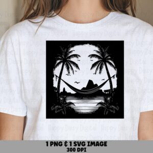 Palm Hammock Square SVG PNG Hammock Design Square Badge Sublimation Cricut Silhouette Canva Commercial Use POD