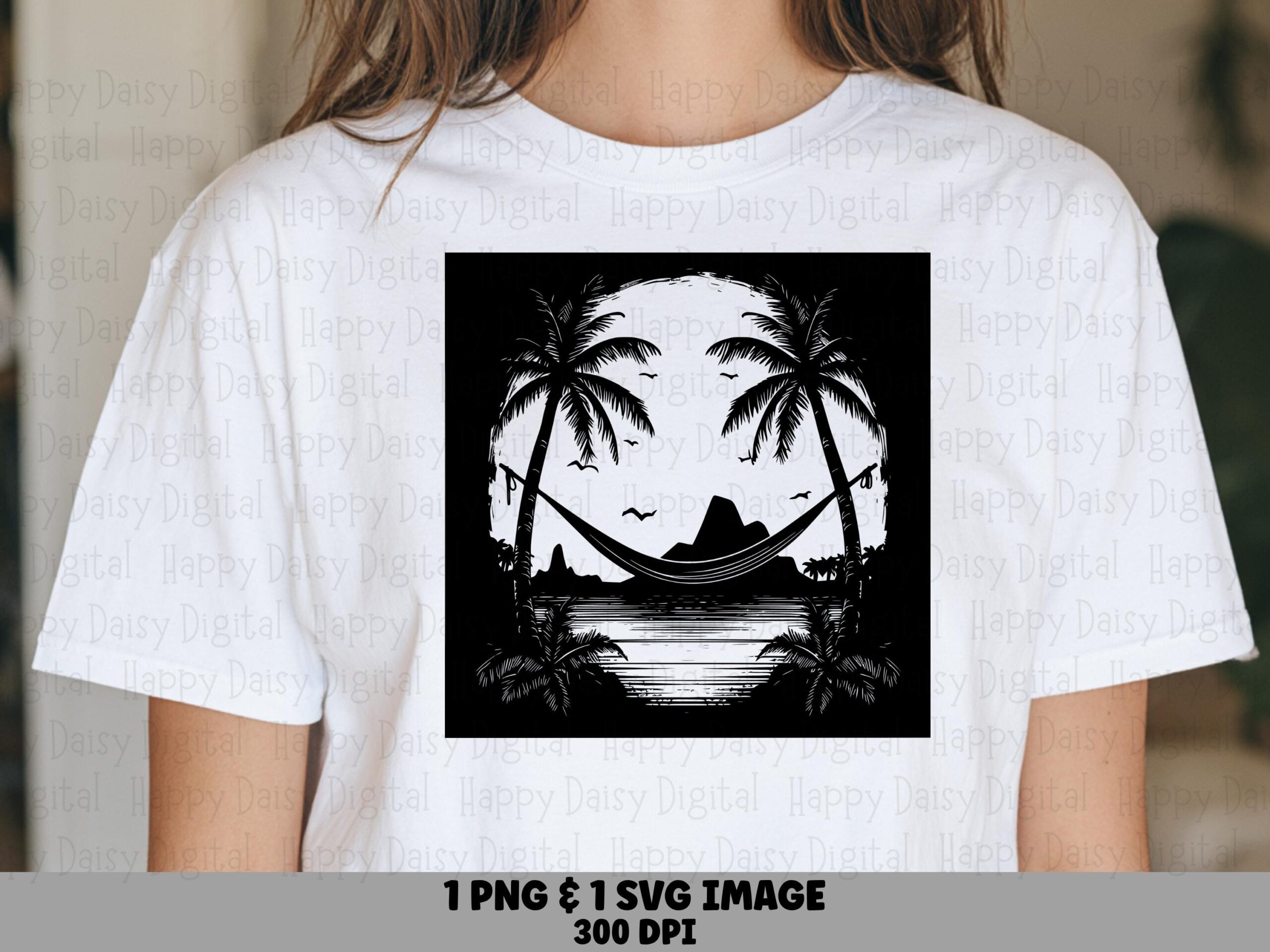 Palm Hammock Square SVG PNG Hammock Design Square Badge Sublimation Cricut Silhouette Canva Commercial Use POD