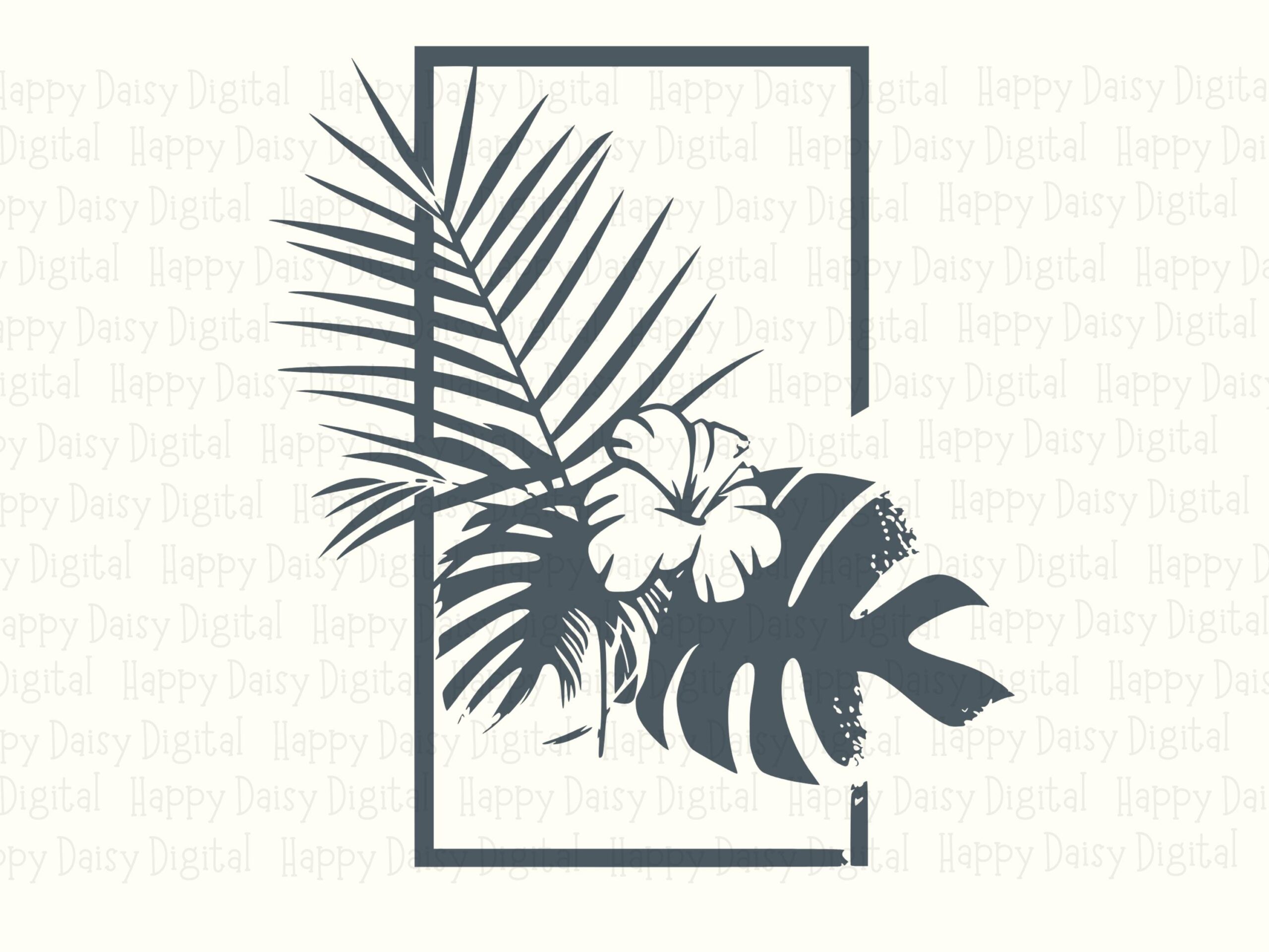 Tropical Leaf Frame SVG PNG Botanical Frame Design Tropical Leaves Sublimation Cricut Silhouette Canva Commercial Use POD - Image 2