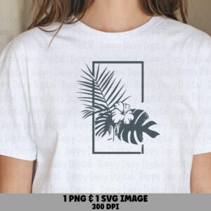 Tropical Leaf Frame SVG PNG Botanical Frame Design Tropical Leaves Sublimation Cricut Silhouette Canva Commercial Use POD