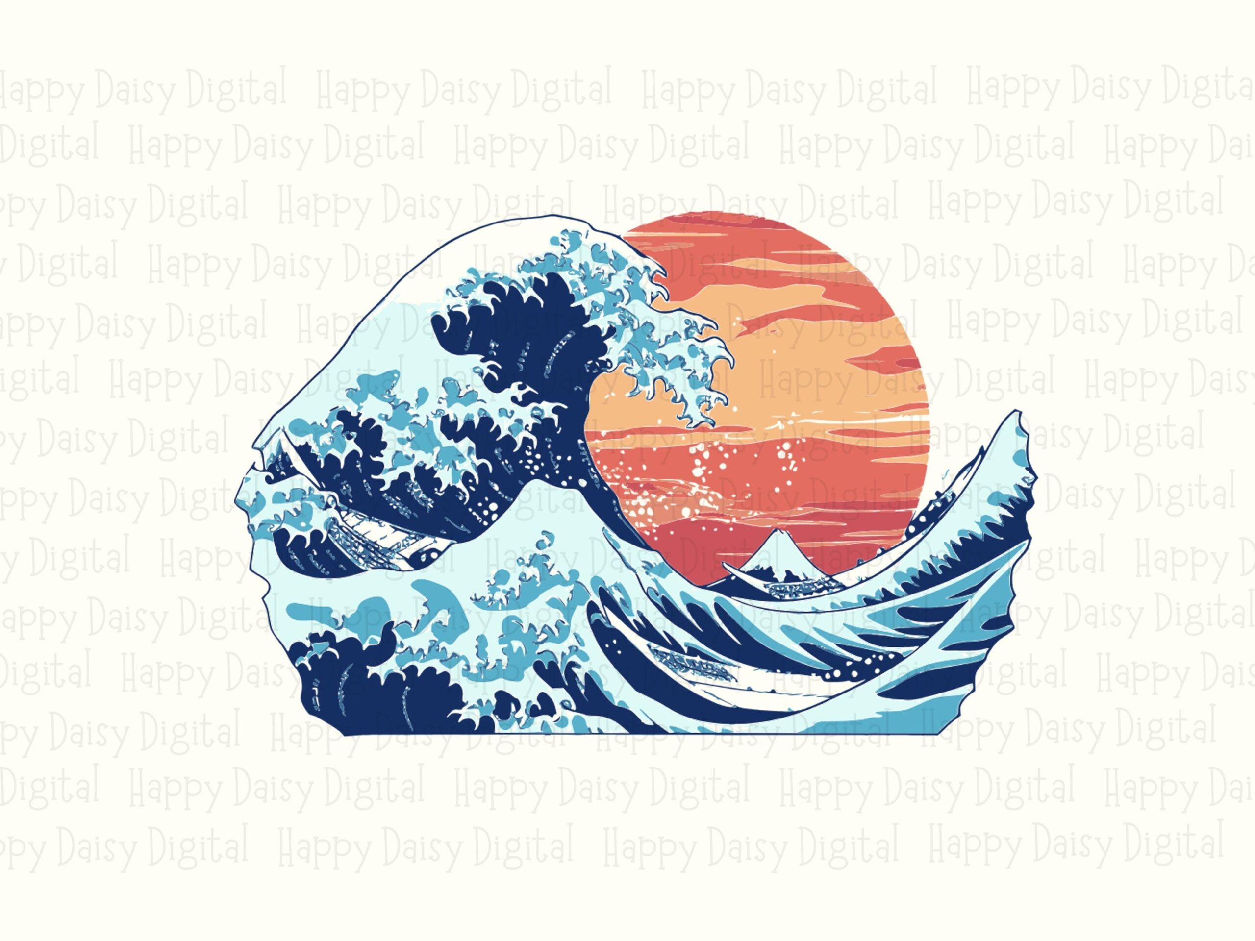 Great Wave Illustration SVG PNG Great Wave Design Colorful Wave Illustration Sublimation Cricut Silhouette Canva Commercial Use POD - Image 2