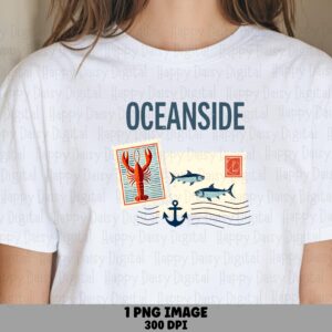 Oceanside PNG Sublimation Design Beach Summer Vintage Travel Commercial Use POD