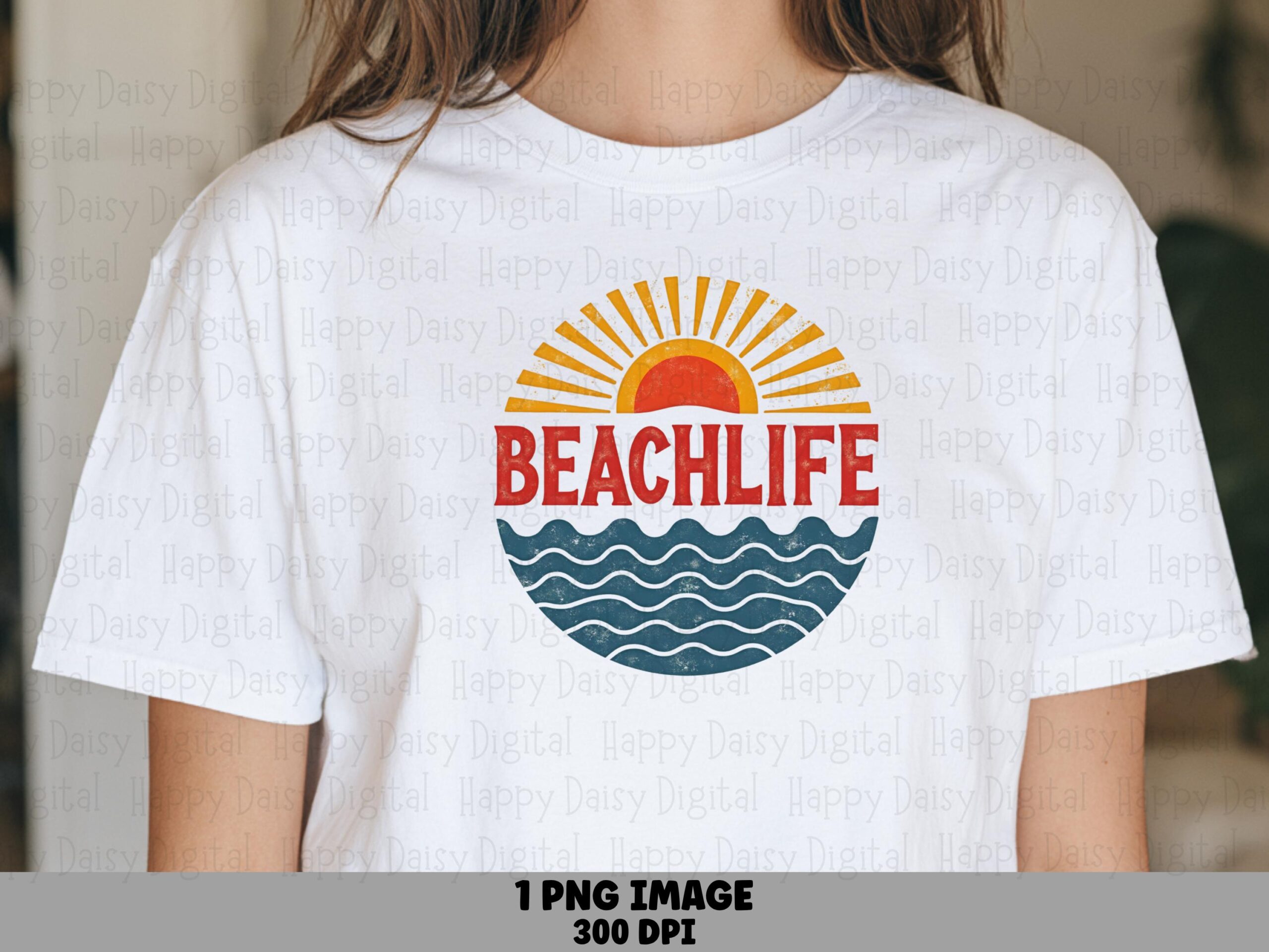Beachlife PNG Sublimation Design Beach Summer Sun Wave Badge Commercial Use POD