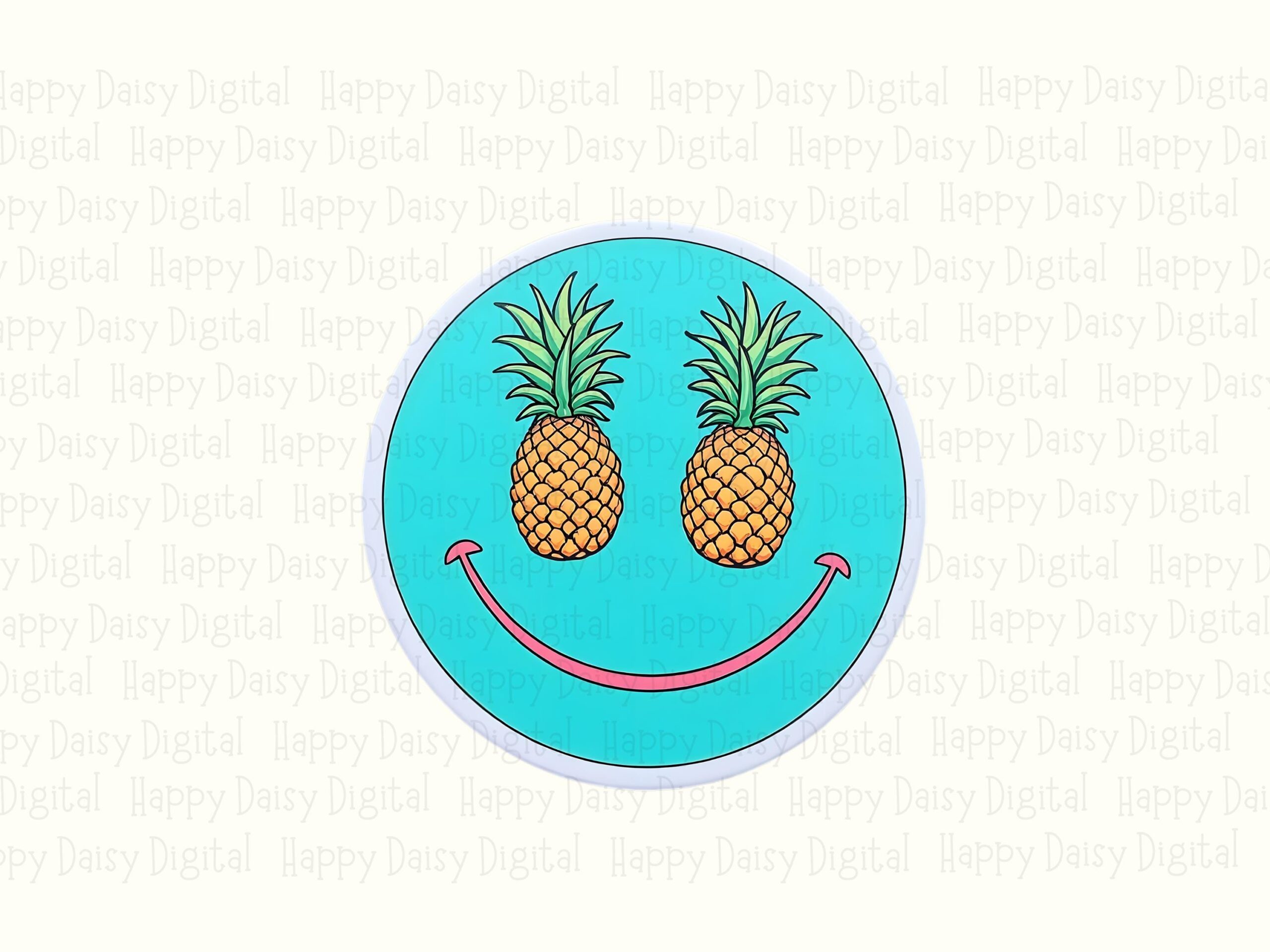 Pineapple Smiley PNG Sublimation Design Beach Summer Pineapple Smiley Commercial Use POD - Image 2