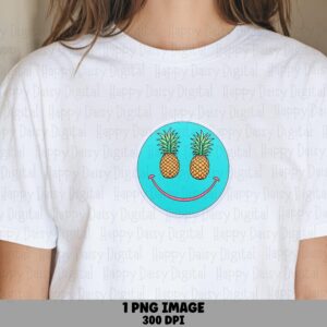 Pineapple Smiley PNG Sublimation Design Beach Summer Pineapple Smiley Commercial Use POD