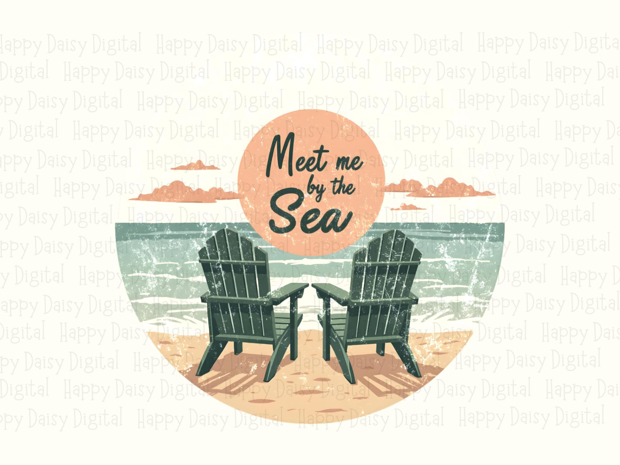 Meet Me By The Sea PNG Sublimation Design Beach Summer Beach Chairs Commercial Use POD - Image 2
