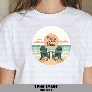 Meet Me By The Sea PNG Sublimation Design Beach Summer Beach Chairs Commercial Use POD