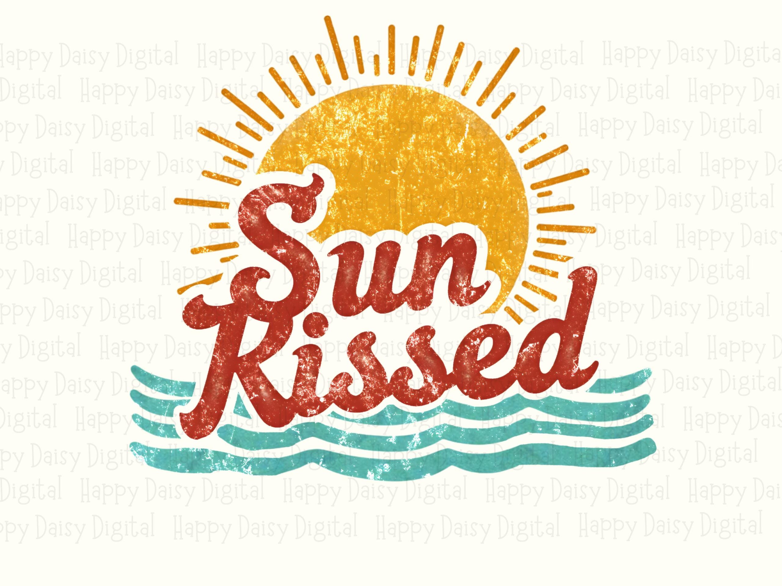 Sun Kissed PNG Sublimation Design Beach Summer Sun Kissed Commercial Use POD - Image 2