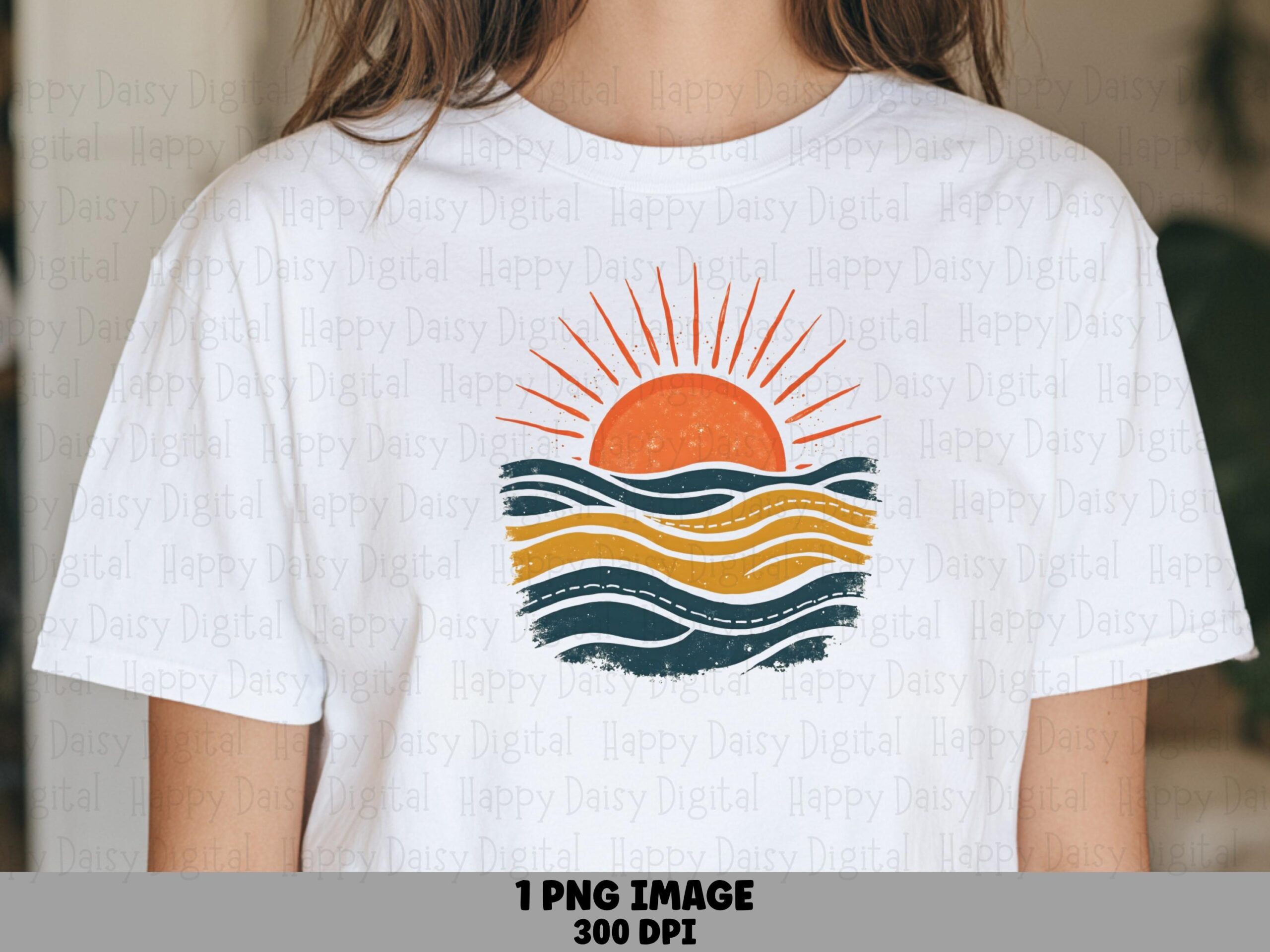 Sun Wave Badge PNG Sublimation Design Beach Summer Sun Badge Commercial Use POD