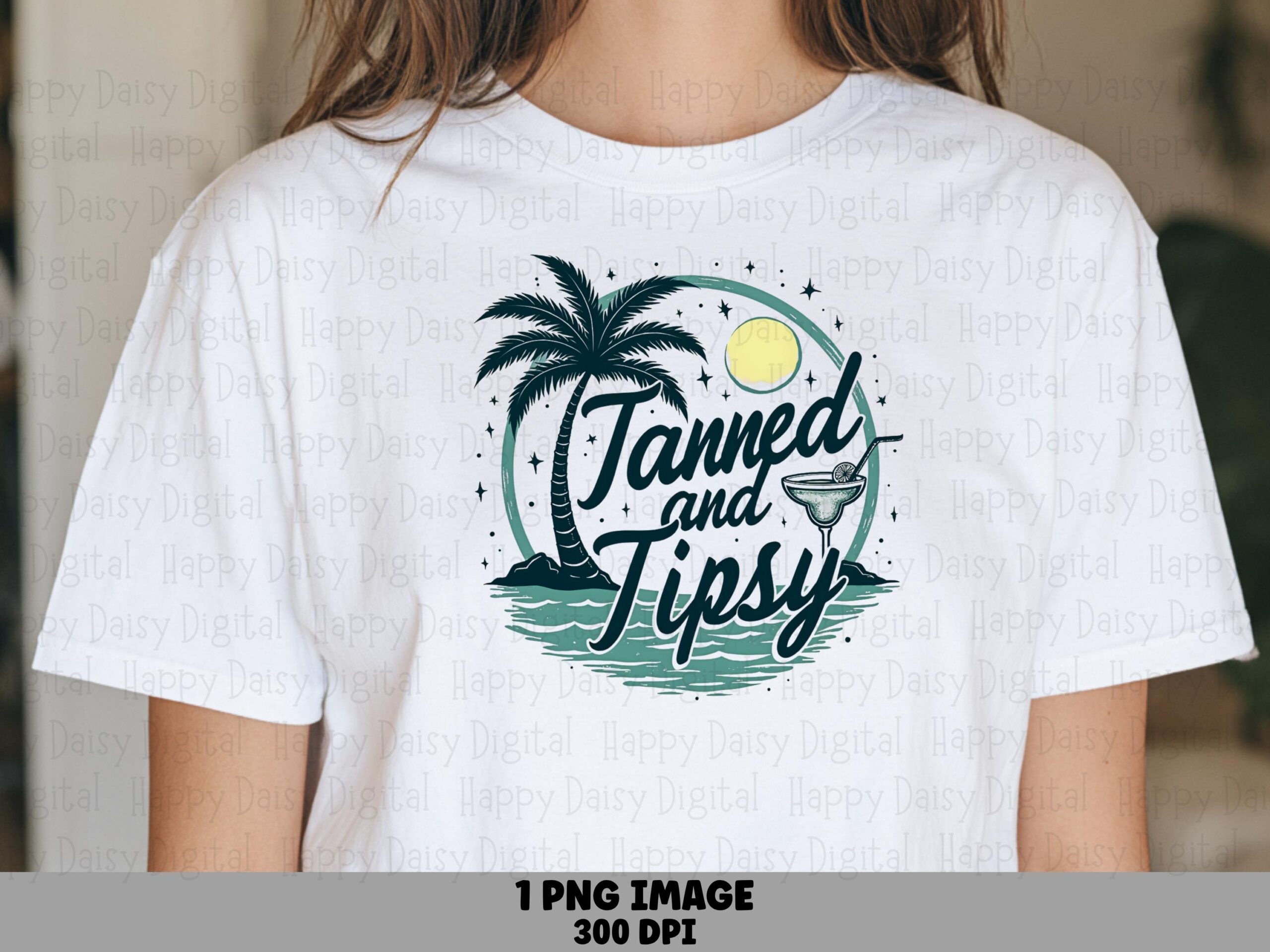 Tanned And Tipsy PNG Sublimation Design Beach Summer Martini Design Commercial Use POD