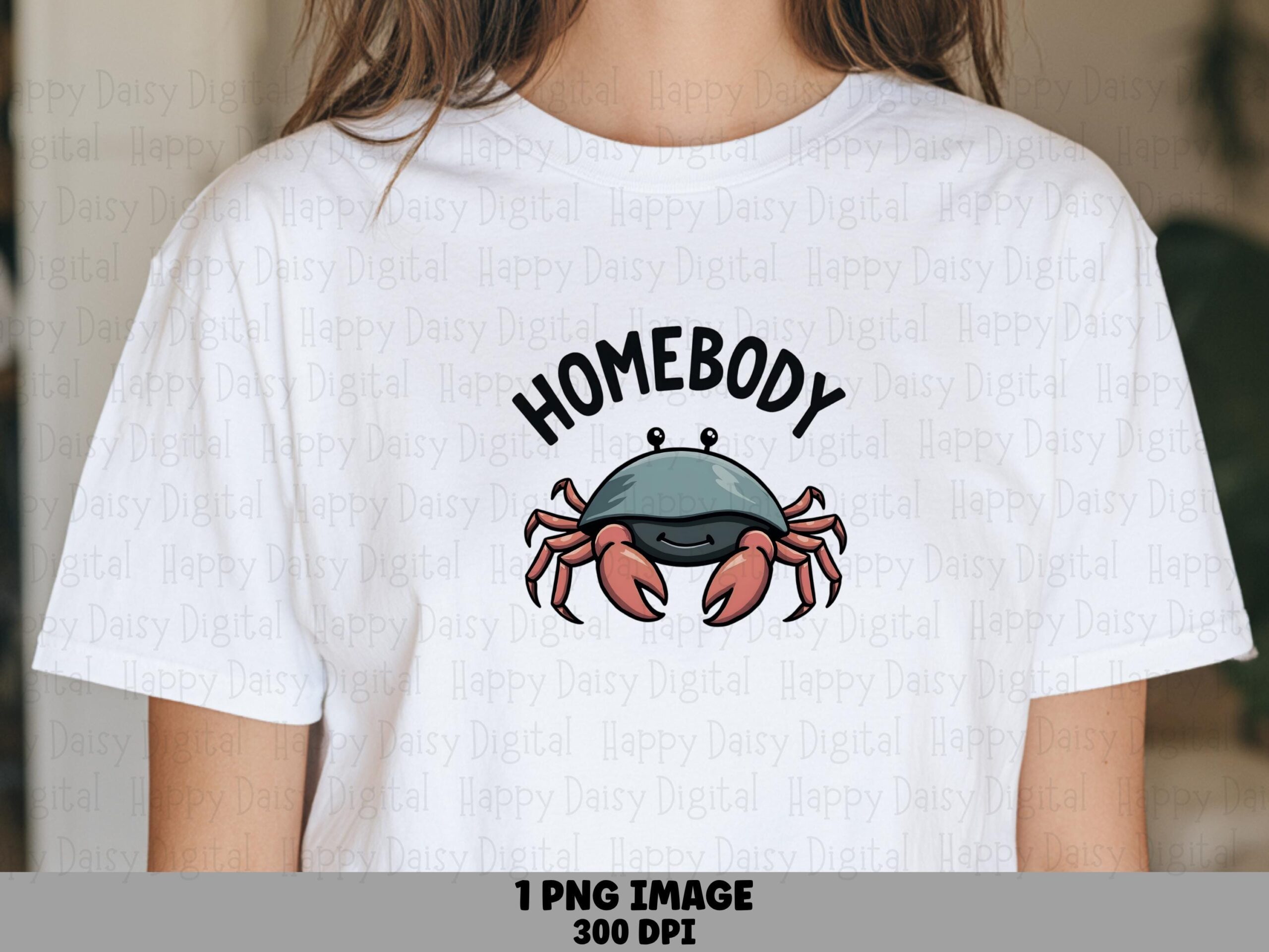 Homebody PNG Sublimation Design Beach Summer Crab Illustration Commercial Use POD