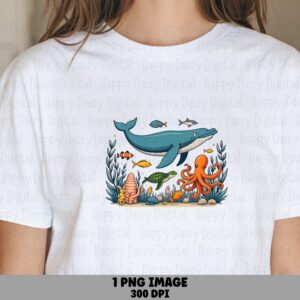 Ocean Life Scene PNG Sublimation Design Beach Summer Ocean Life Commercial Use POD