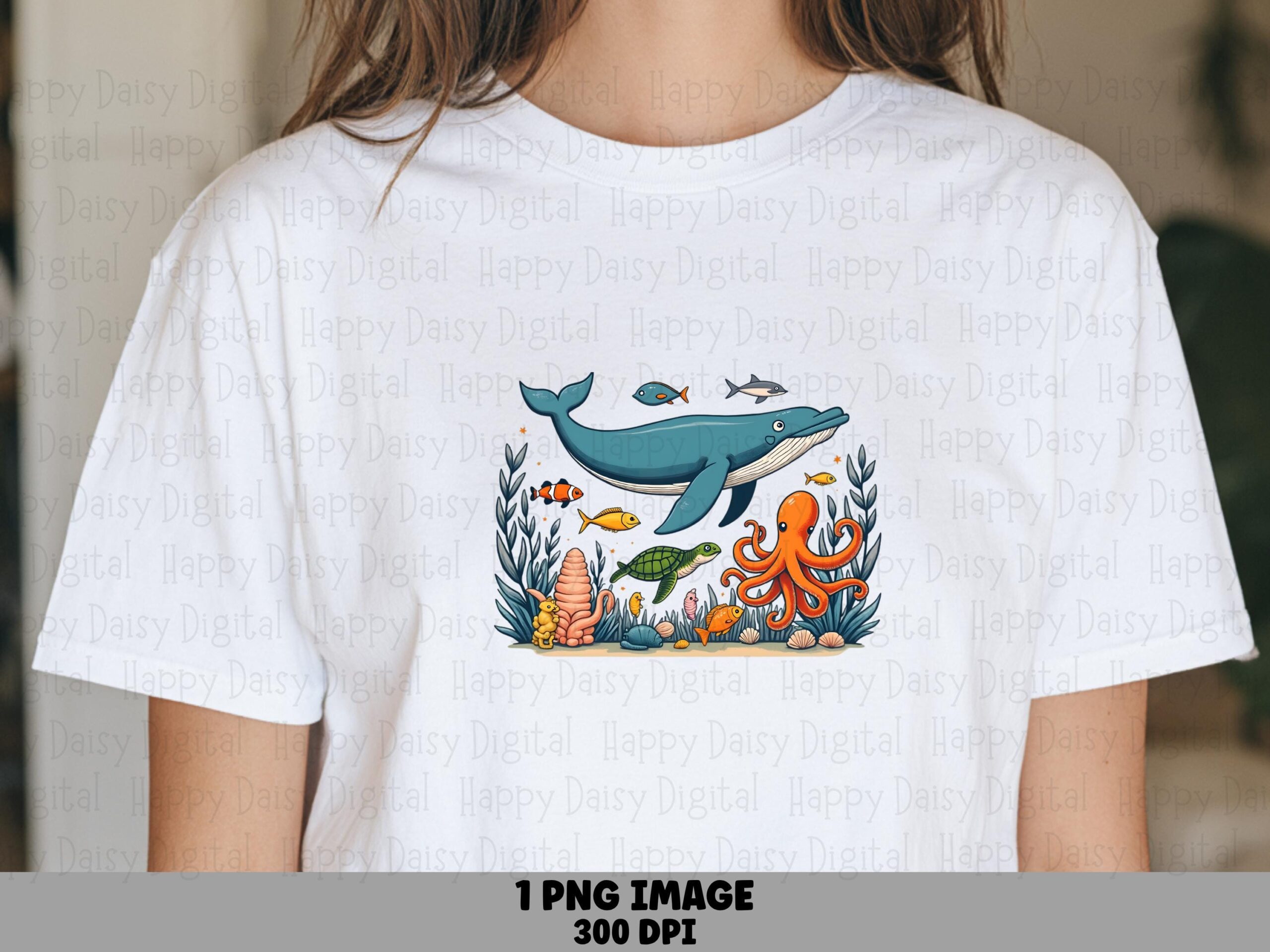 Ocean Life Scene PNG Sublimation Design Beach Summer Ocean Life Commercial Use POD