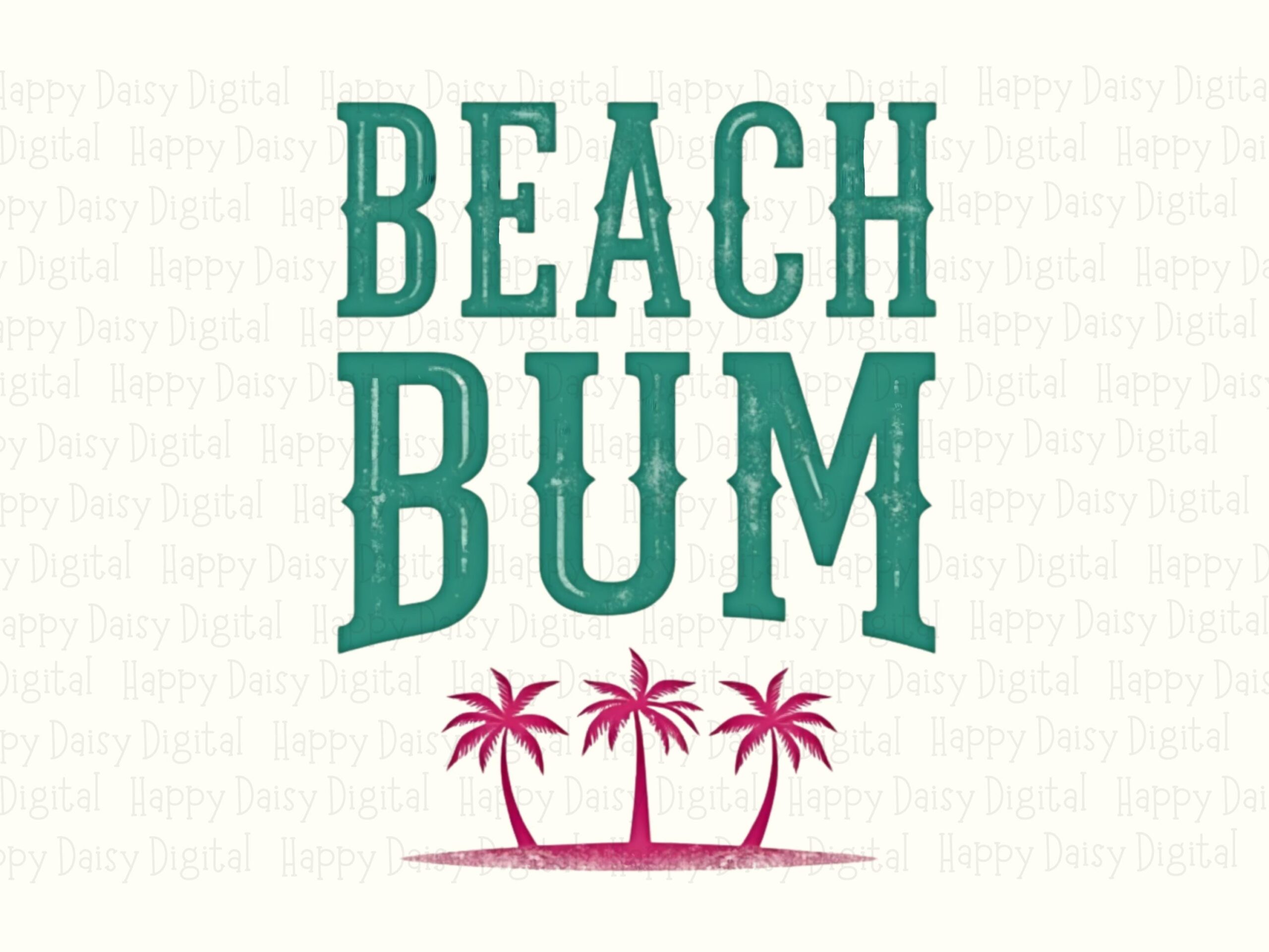 Beach Bum PNG Sublimation Design Beach Summer Pink Text Commercial Use POD - Image 2
