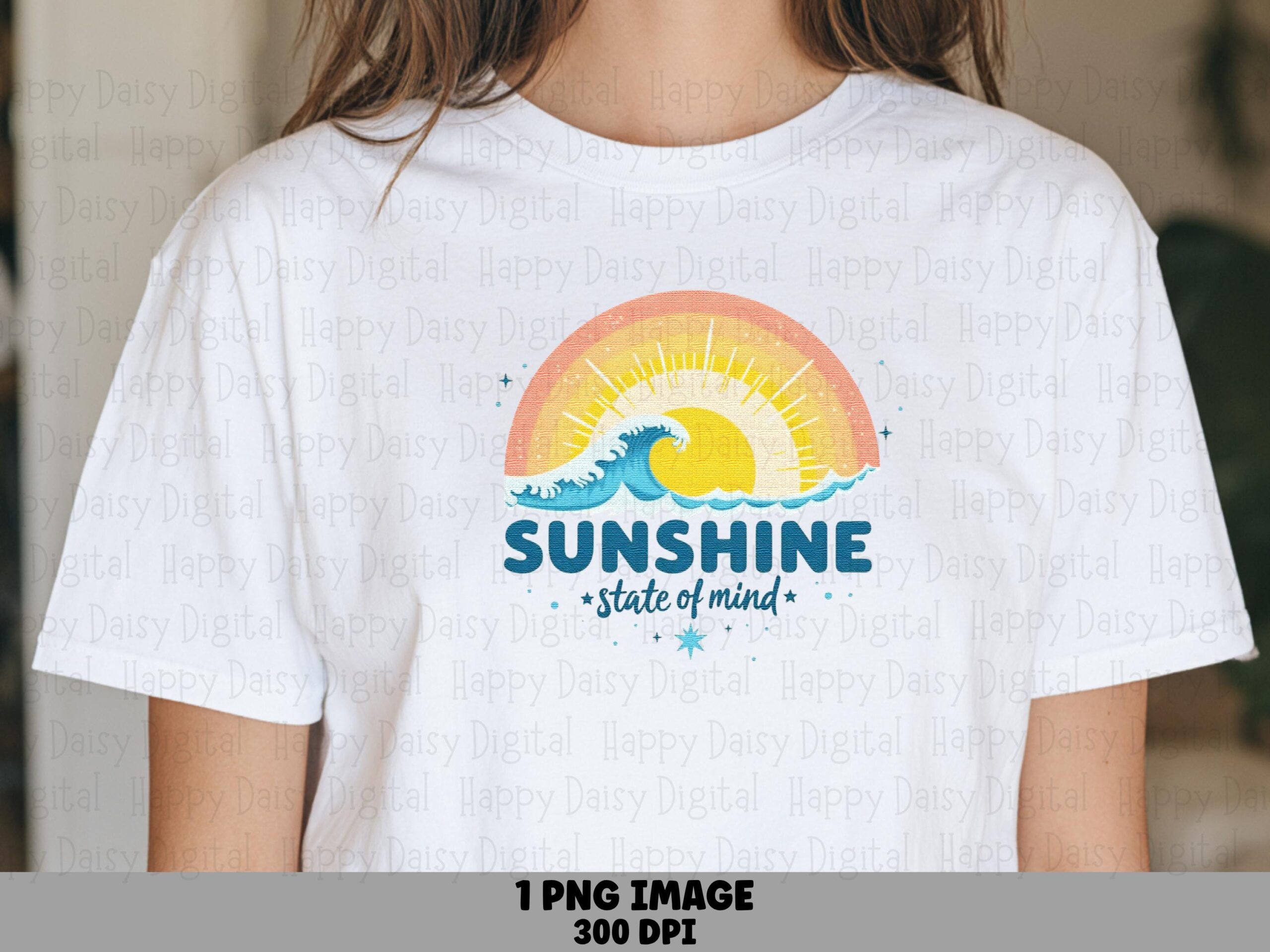 Sunshine State Of Mind PNG Sublimation Design Beach Summer Blue Wave Badge Commercial Use POD