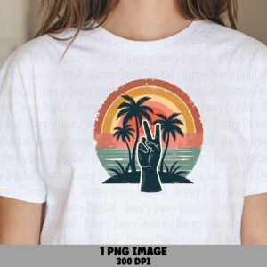 Palm Peace Sign PNG Sublimation Design Beach Summer Peace Sign Commercial Use POD