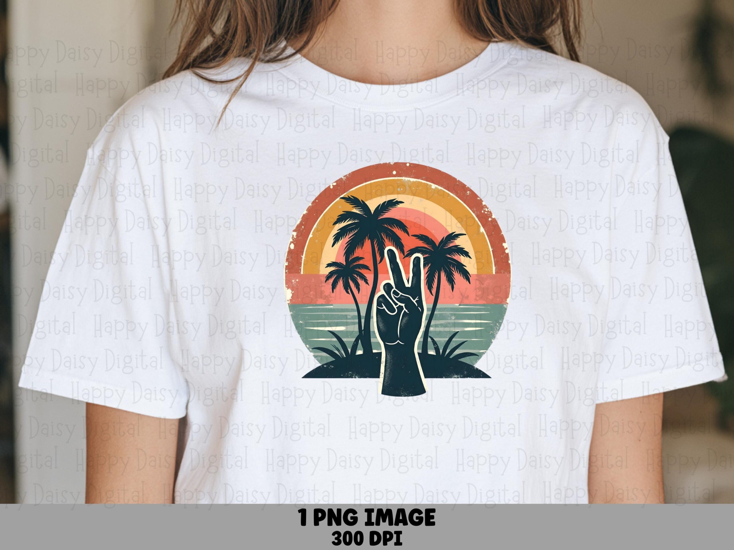 Palm Peace Sign PNG Sublimation Design Beach Summer Peace Sign Commercial Use POD