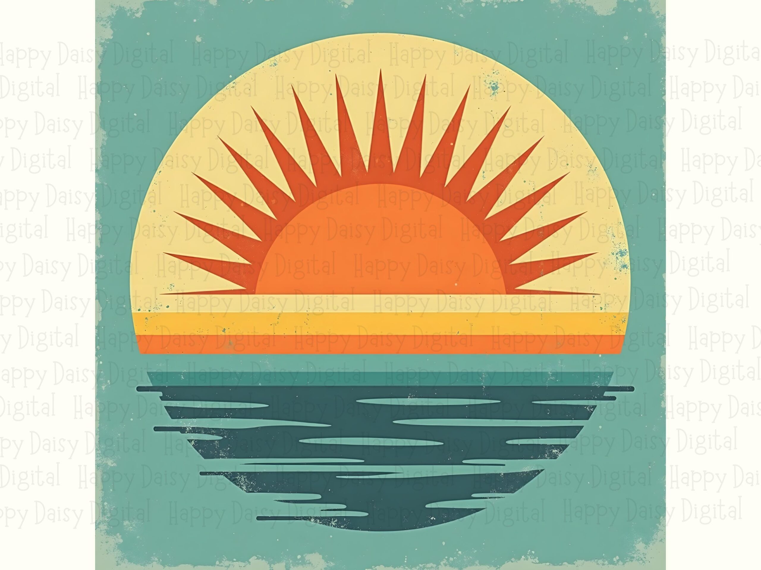 Vintage Sun Badge PNG Sublimation Design Beach Summer Vintage Badge Commercial Use POD - Image 2