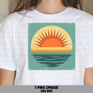 Vintage Sun Badge PNG Sublimation Design Beach Summer Vintage Badge Commercial Use POD