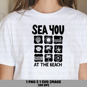 Sea You At The Beach SVG PNG Icon Grid Design Sublimation Cricut Silhouette Canva Commercial Use POD