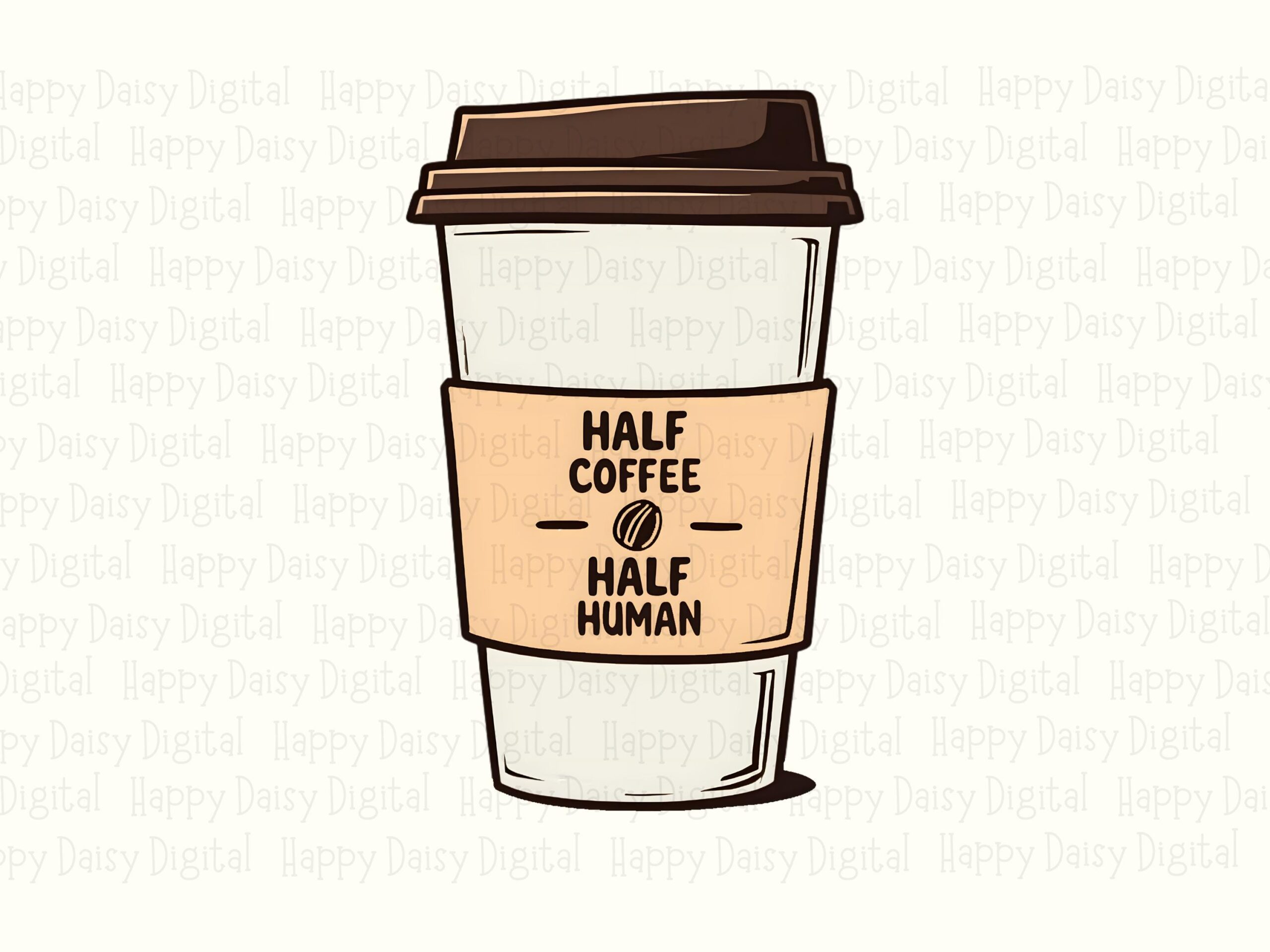 Half Coffee Half Human PNG Half Coffee Half Human Coffee Cup Illustration Sublimation Design Commercial Use POD - Image 2