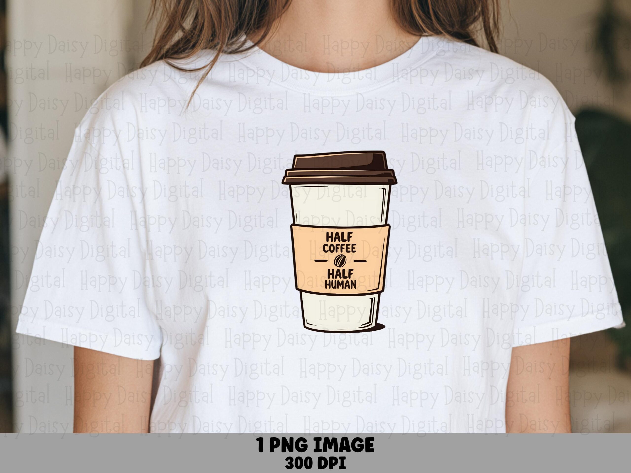 Half Coffee Half Human PNG Half Coffee Half Human Coffee Cup Illustration Sublimation Design Commercial Use POD