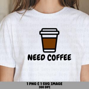 Need Coffee SVG PNG Need Coffee Coffee Cup Illustration Cricut Silhouette Canva Commercial Use POD