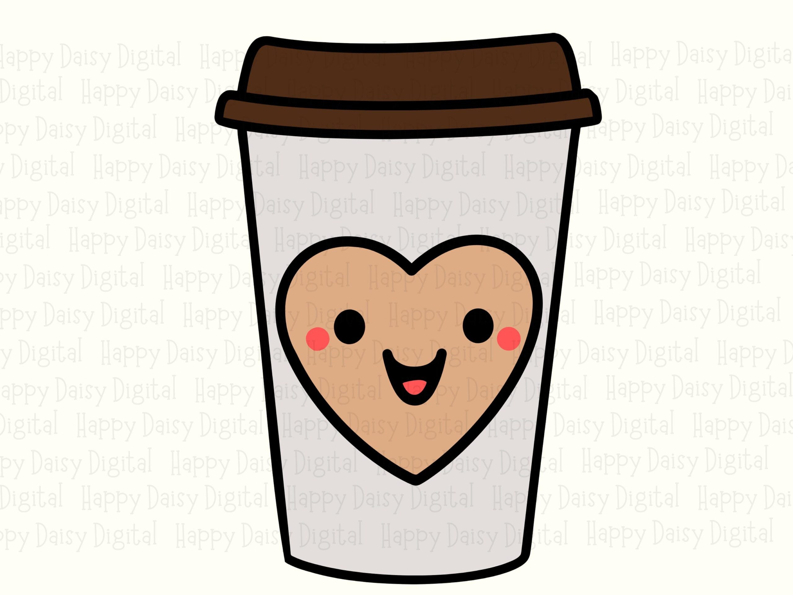 Heart Coffee Cup SVG PNG Heart Coffee Cup Cute Coffee Design Cricut Silhouette Canva Commercial Use POD - Image 2