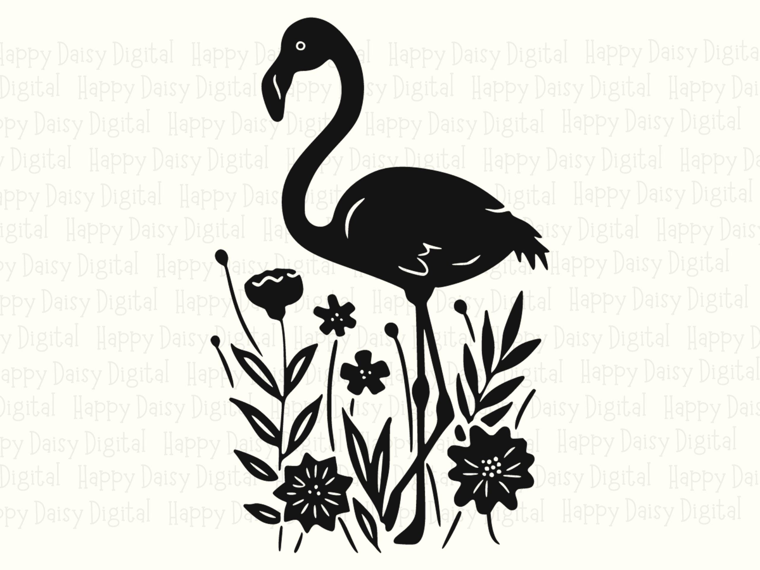 Floral Flamingo Silhouette SVG PNG Floral Flamingo Silhouette Design Sublimation Cricut Silhouette Canva Commercial Use POD - Image 2