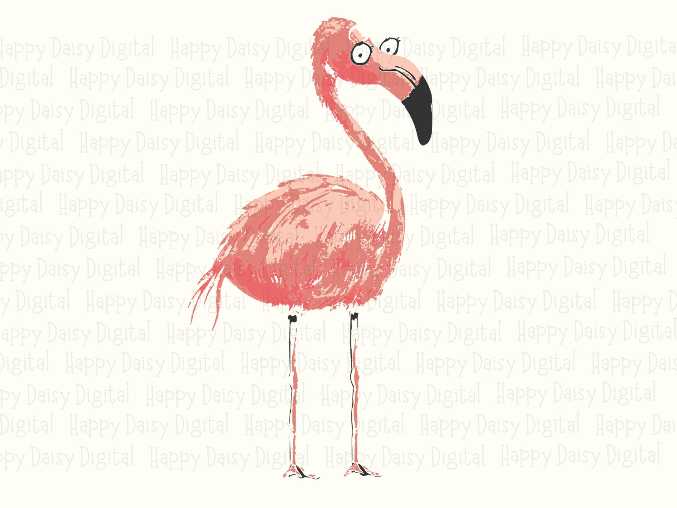 Pink Flamingo Glance SVG PNG Pink Flamingo Simple Illustration Sublimation Cricut Silhouette Canva Commercial Use POD - Image 2