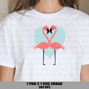 Flamingo Heart Mint SVG PNG Flamingo Heart Mint Background Sublimation Cricut Silhouette Canva Commercial Use POD