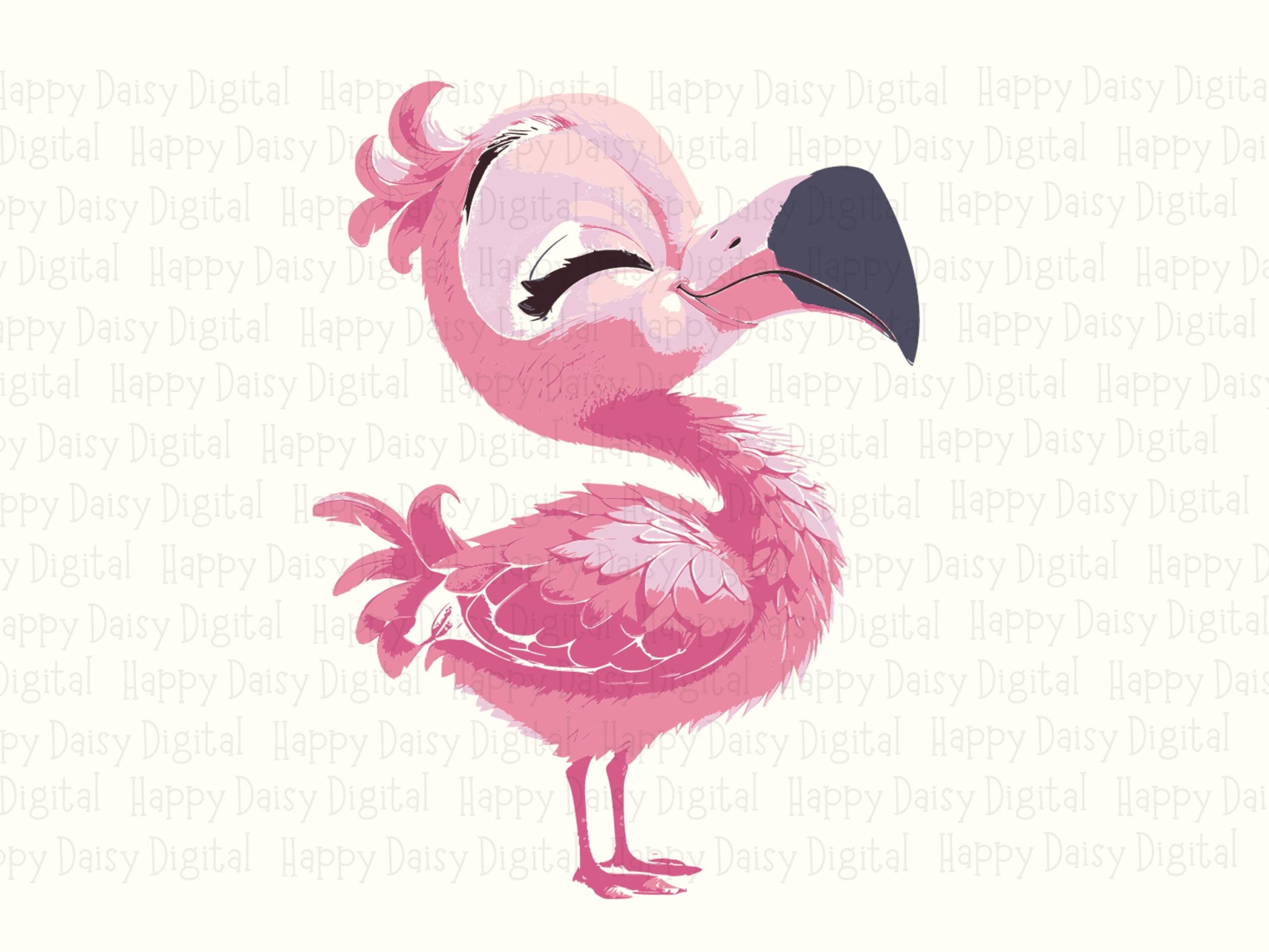 Chubby Flamingo SVG PNG Chubby Flamingo Cartoon Design Sublimation Cricut Silhouette Canva Commercial Use POD - Image 2
