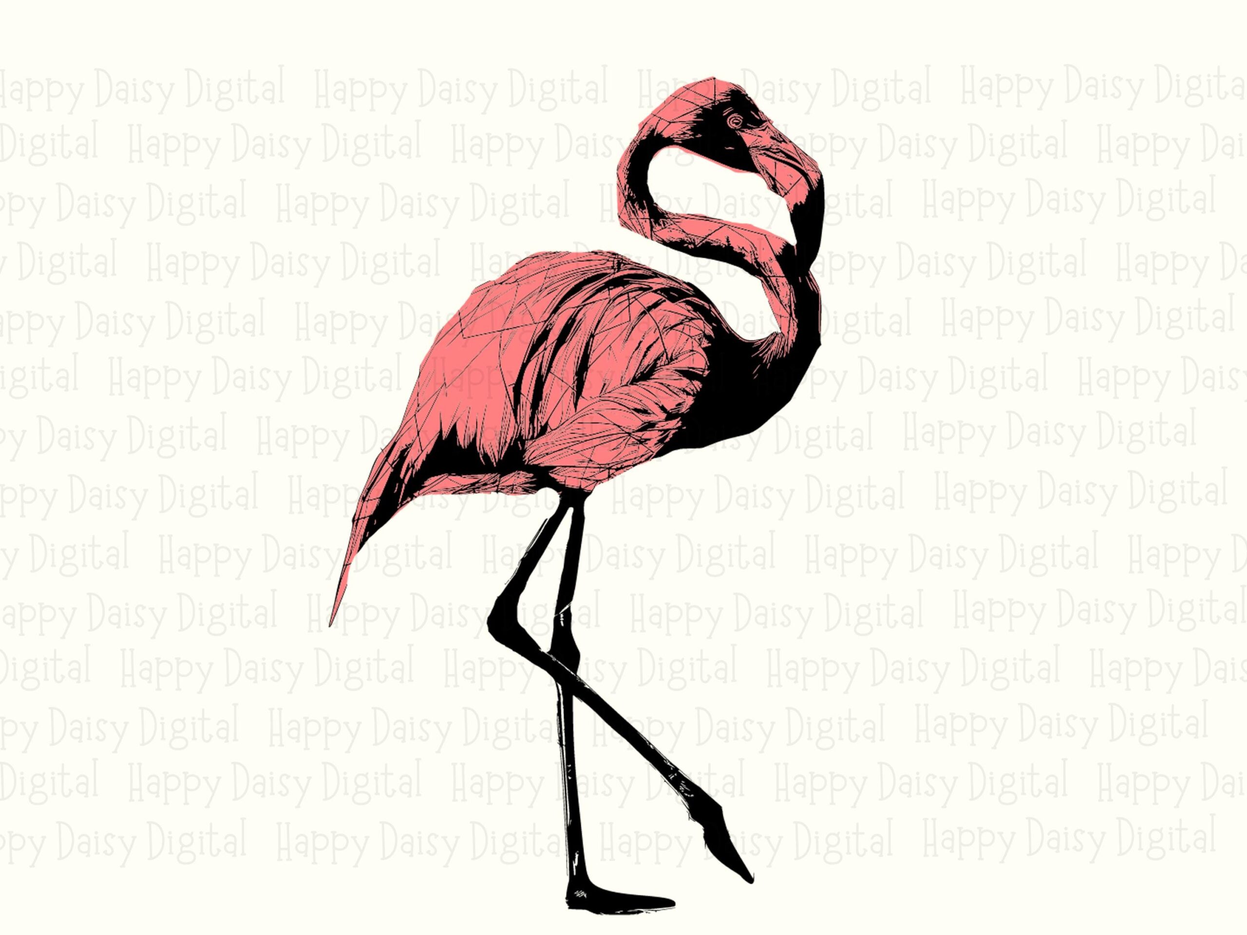 Pink Line Flamingo SVG PNG Line Art Flamingo Simple Design Sublimation Cricut Silhouette Canva Commercial Use POD - Image 2