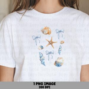 Coastal Treasures PNG Seashell Design Coastal Treasures Sublimation Beach Summer Commercial Use POD