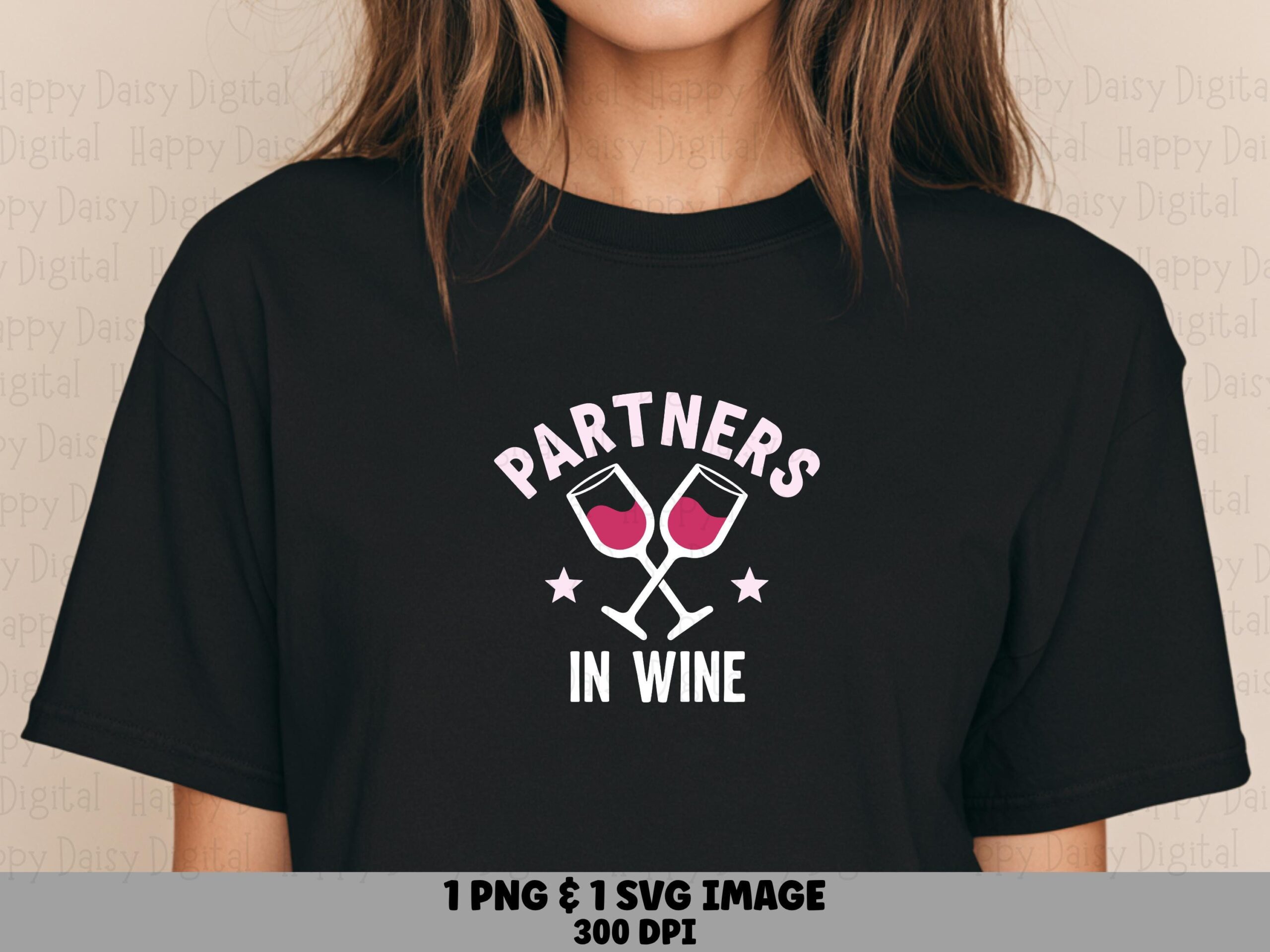 Partners In Wine SVG PNG Partners In Wine Wine Glasses Icon Cricut Silhouette Canva Commercial Use POD
