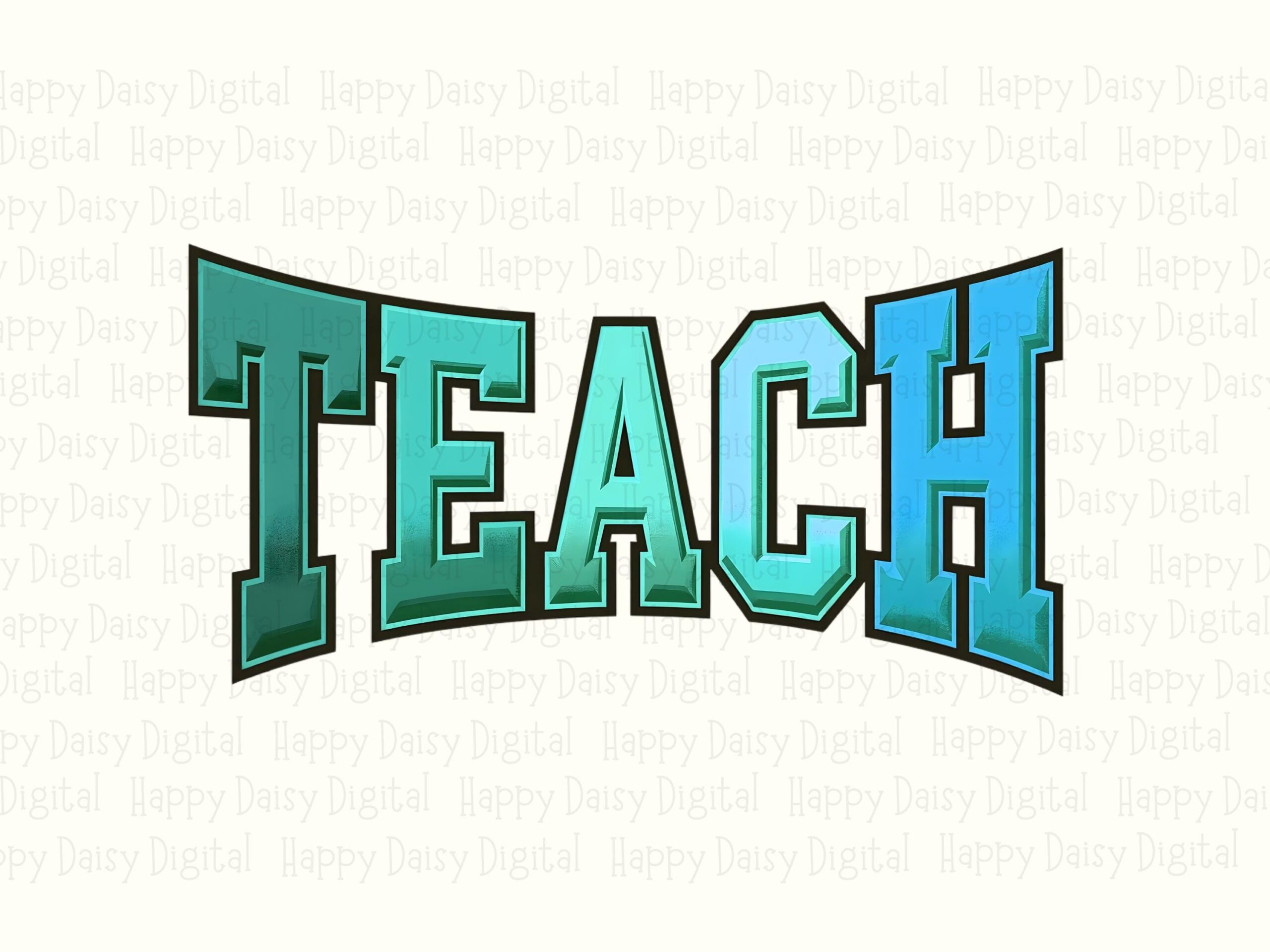 Teach PNG Teach Varsity Design Colorful Bold Text Sublimation Design Commercial Use POD - Image 2