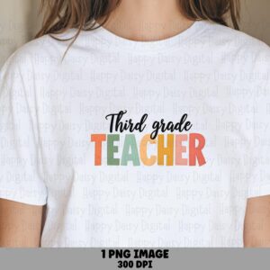 Third Grade Teacher PNG Third Grade Teacher Script Text Design Sublimation Design Commercial Use POD