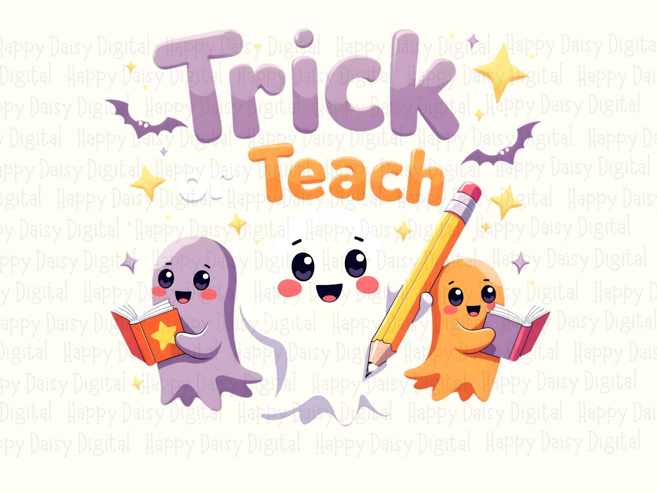 Trick Teach PNG Trick Teach Pun Ghost Illustration Sublimation Design Commercial Use POD - Image 2