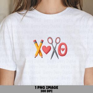 XO PNG Xo Teacher Design Scissors Pencil Icons Sublimation Design Commercial Use POD
