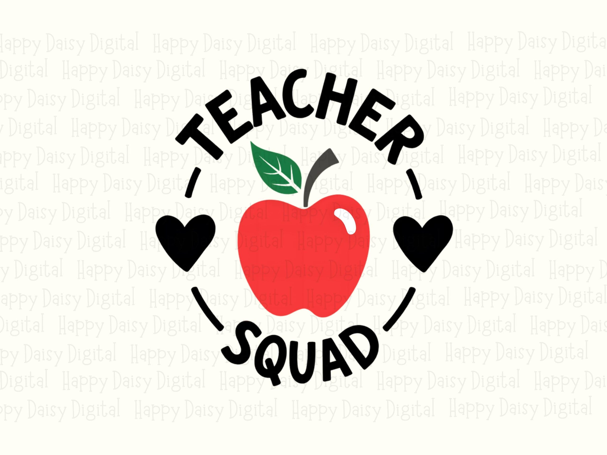 Teacher Squad PNG Teacher Squad Design Apple Heart Icon Sublimation Design Commercial Use POD - Image 2