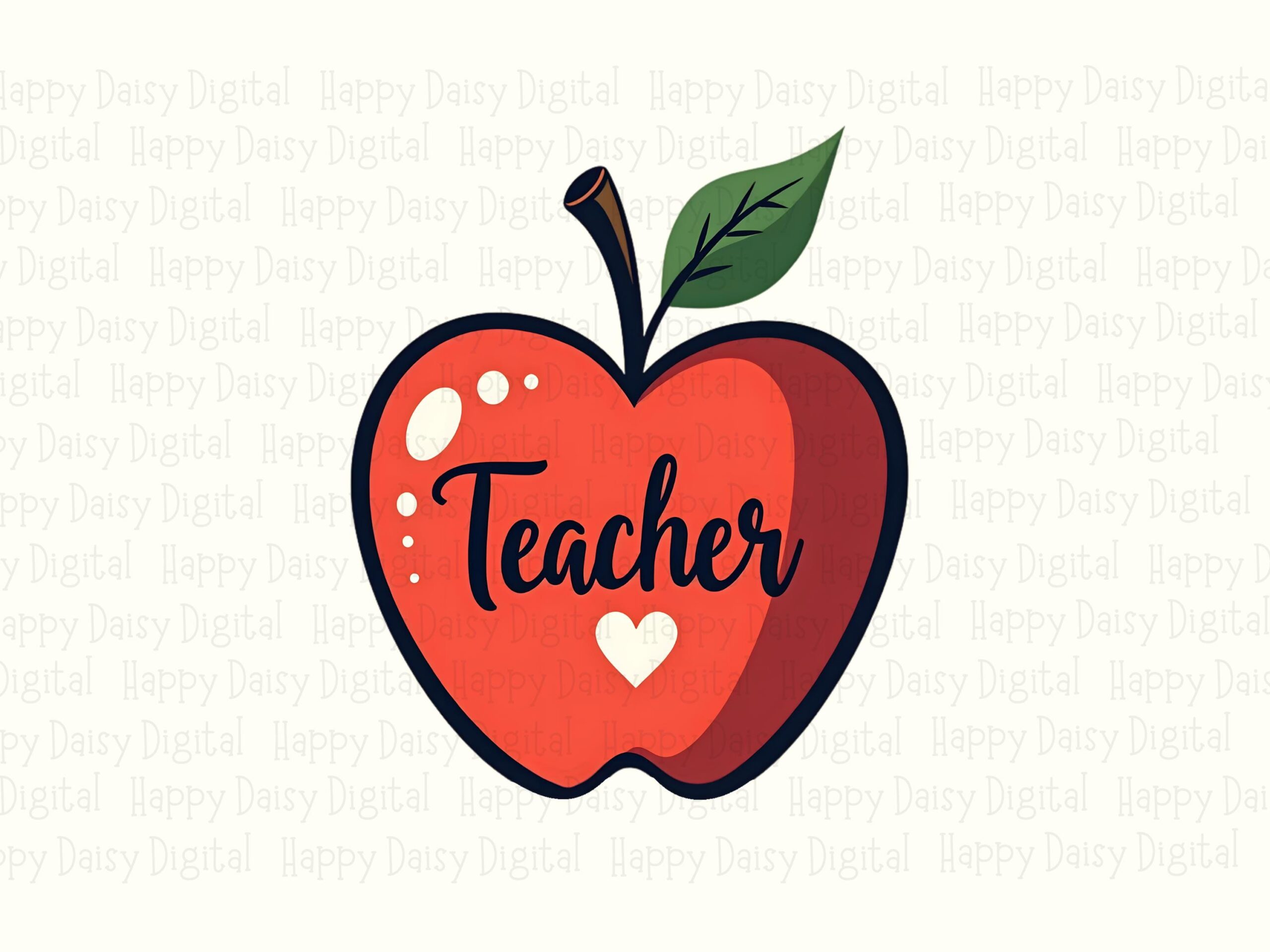 Teacher PNG Teacher Apple Design Heart Icon Accent Sublimation Design Commercial Use POD - Image 2