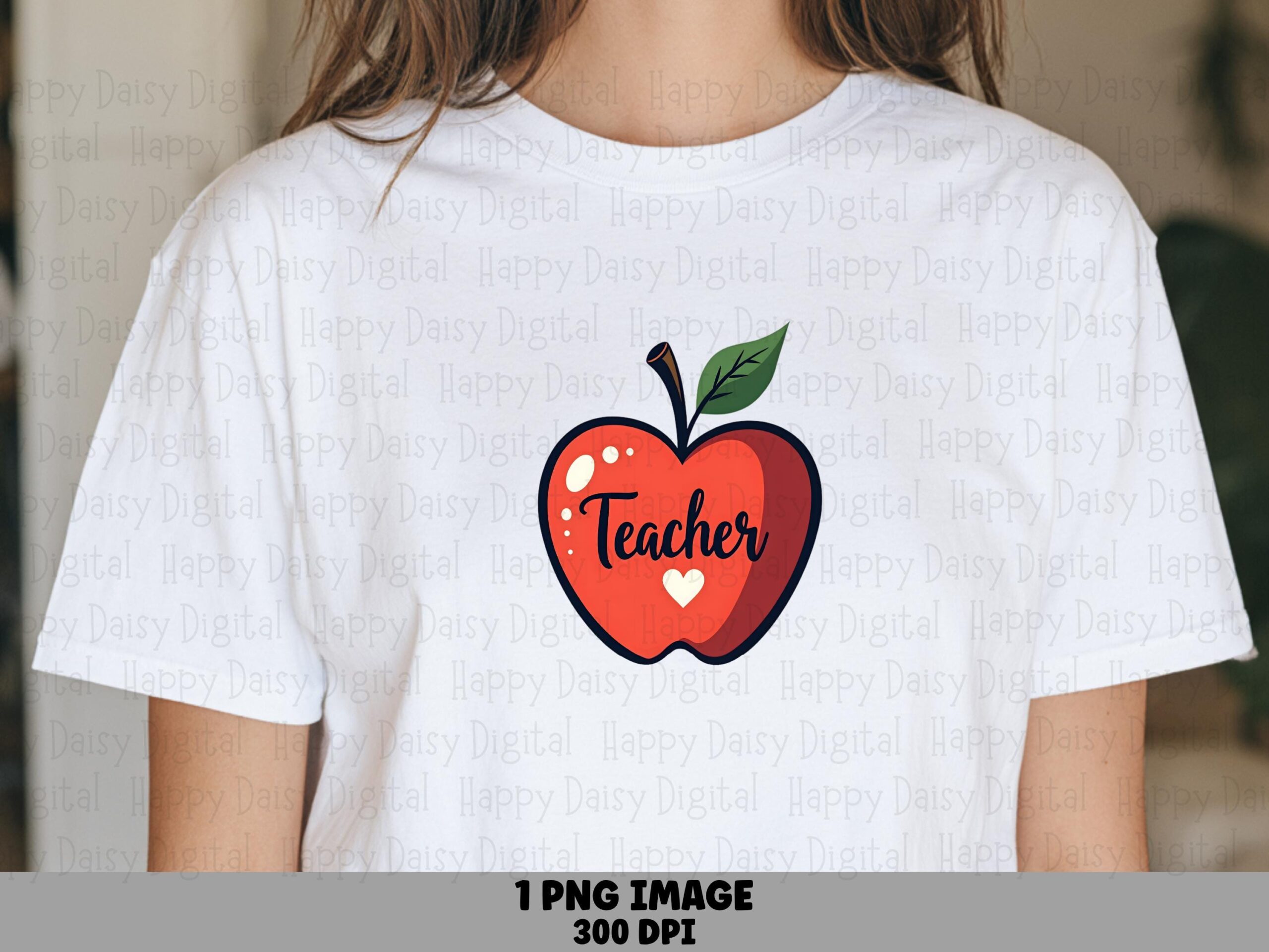 Teacher PNG Teacher Apple Design Heart Icon Accent Sublimation Design Commercial Use POD